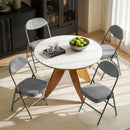 HOMCOM Folding Chairs Set of 4 with Cushioned Seat, Steel Frame, Grey