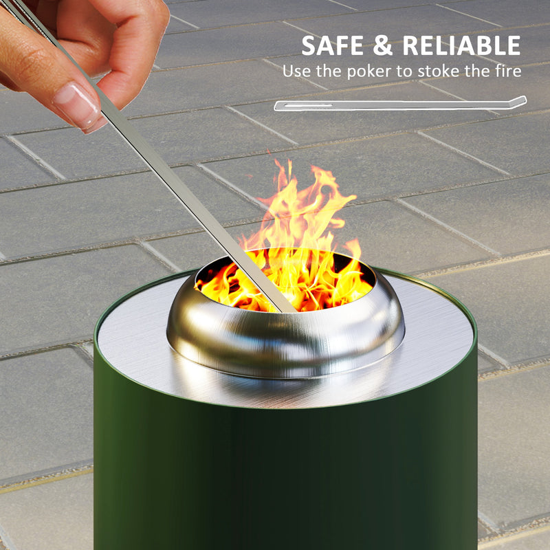 Outsunny Stainless Steel Smokeless Wood Burning Firepit Garden Fire Pit