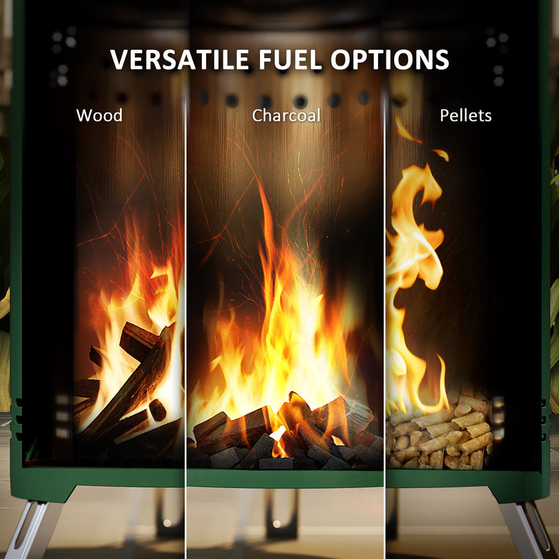 Outsunny Stainless Steel Smokeless Wood Burning Firepit Garden Fire Pit