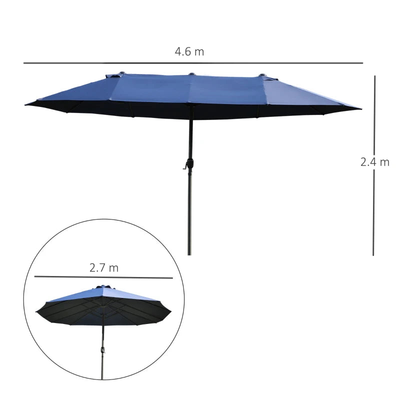 Outsunny Double Parasol 4.6m - Blue