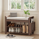 HOMCOM Shoe Bench Cushioned Seat 100 cm Dark Brown and Cream