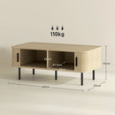 HOMCOM Coffee Table with Storage and Sliding Doors for Living Room, Oak
