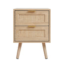 Cottonfy UK 2 Pack Wood And Rattan Bedside Cabinet
