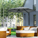 Outsunny Wall-Mounted Parasol Patio Umbrella With Hand To Push System - Khaki/Grey