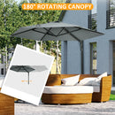 Outsunny Wall-Mounted Parasol Patio Umbrella With Hand To Push System - Khaki/Grey