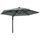 Outsunny Wall-Mounted Parasol Patio Umbrella With Hand To Push System - Khaki/Grey