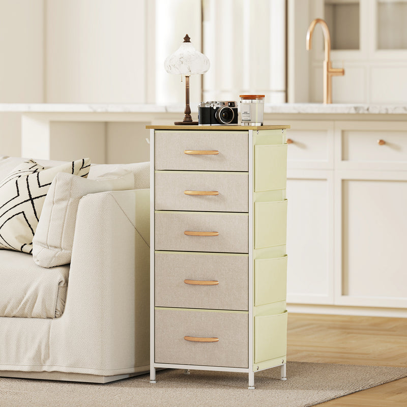 HOMCOM Fabric Chest of Drawers, Dresser for Bedroom,