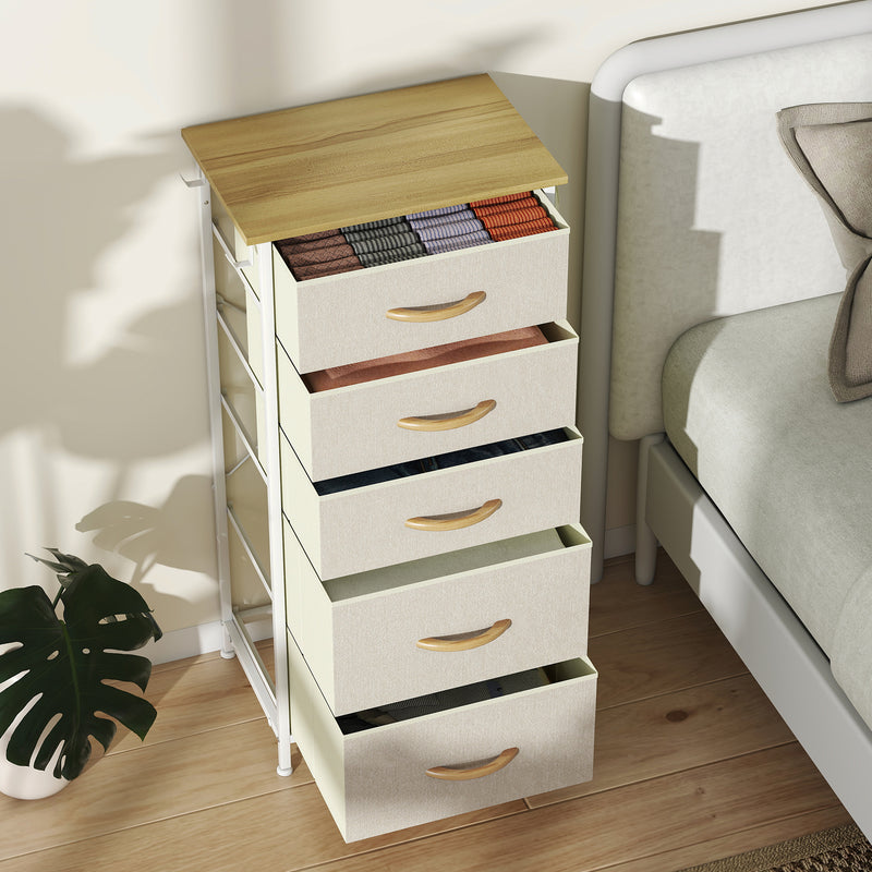 HOMCOM Fabric Chest of Drawers, Dresser for Bedroom,