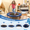 90 cm Folding  Mini Trampoline for Kids with Lights and Padded Safety Cover-Navy