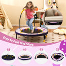 90 cm Folding  Mini Trampoline for Kids with Lights and Padded Safety Cover-Pink