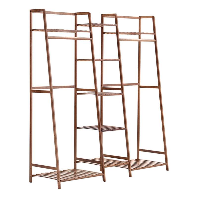 Lifeideas Bamboo Trapezoid Clothing Rack with 5-Tier Storage Shelves