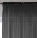 Sheer Black Plain Woven Voile Slot Top Curtain Panel Pair
