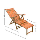 Livingandhome Bamboo Foldable Recliner Lounge Chair With Retractable Footrest