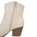 Embroidered Pointed Toe Cowboy Ankle Boots with Block Heel