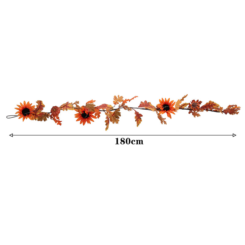 Lighted Fall Garland with Sunflowers