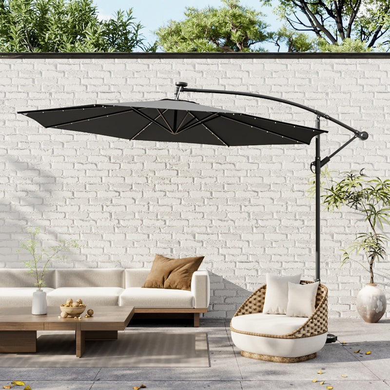 Livingandhome Outdoor 32 LED Lighted Patio Umbrella With Crank Lift System
