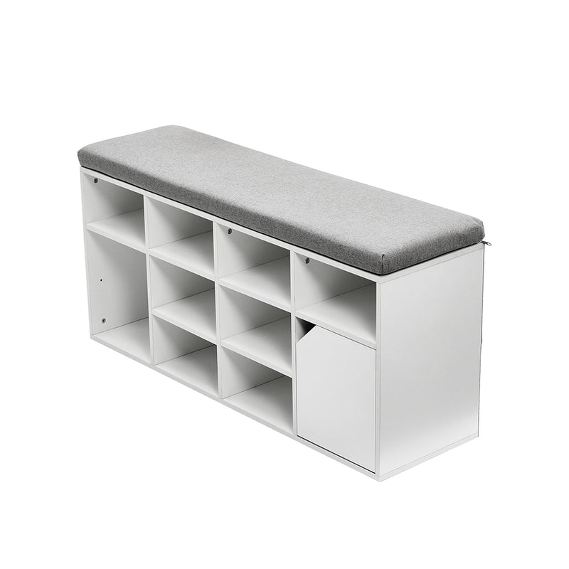 Livingandhome White Padded Shoe Storage Bench