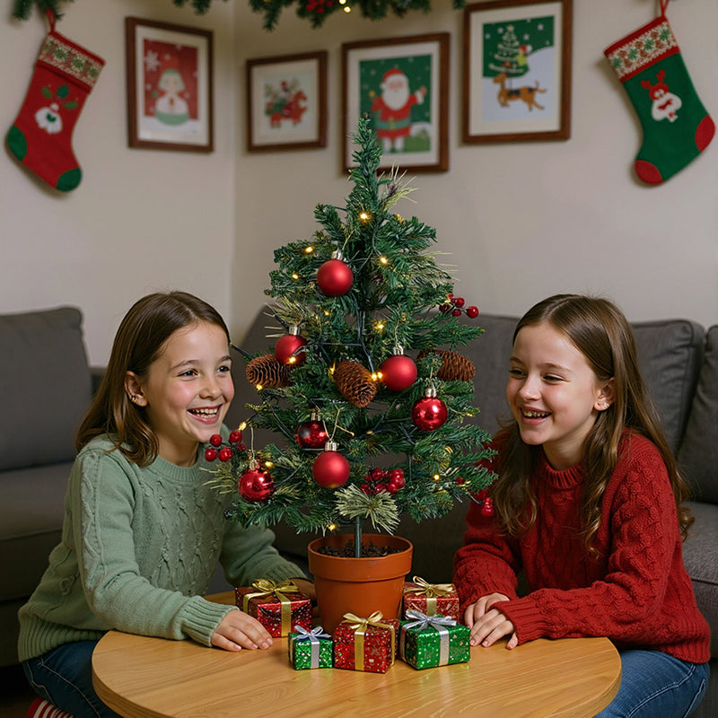 Lifeideas Set of 2 Artificial Christmas Trees with LED Decorations