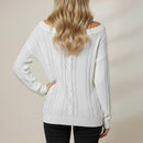 Slouchy Asymmetrical Neck Knitted Sweater - White