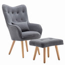Livingandhome Frosted Velvet Upholstered Armchair with Footstool and Pillow