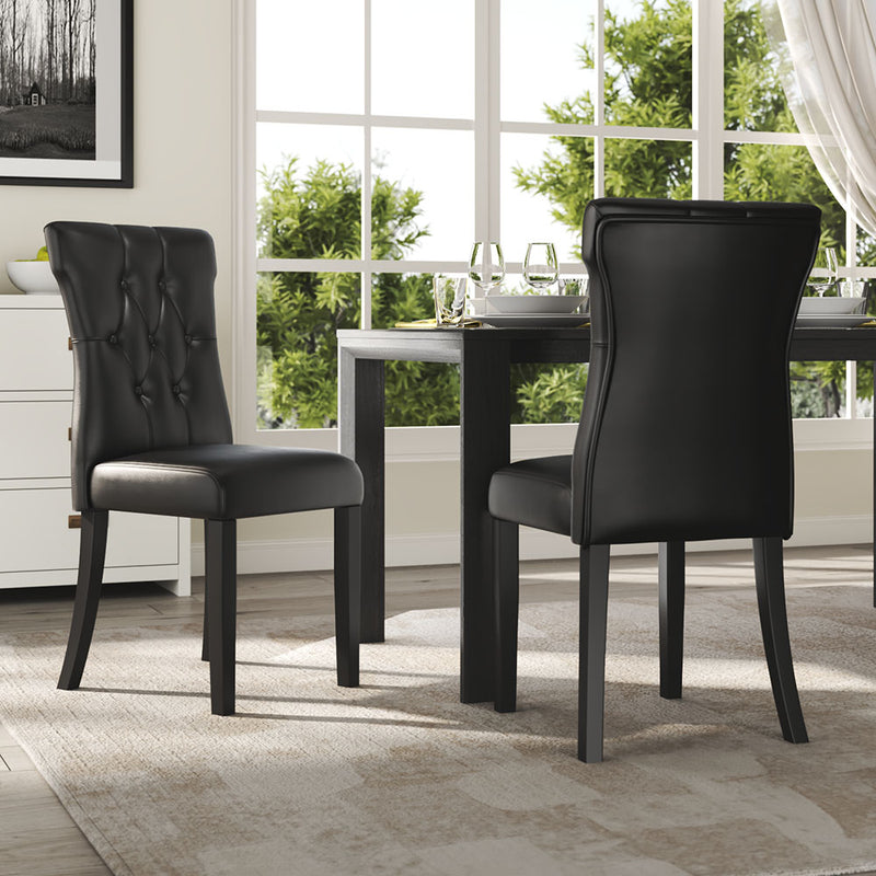 Livingandhome Set of 2 Leather High Backrest Dining Chairs