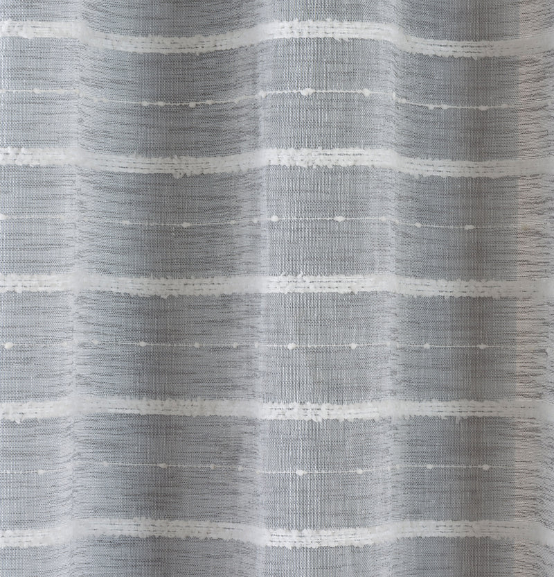 Pair of Antigua Grey Chenille Striped Single Voile Panels with Eyelet Header