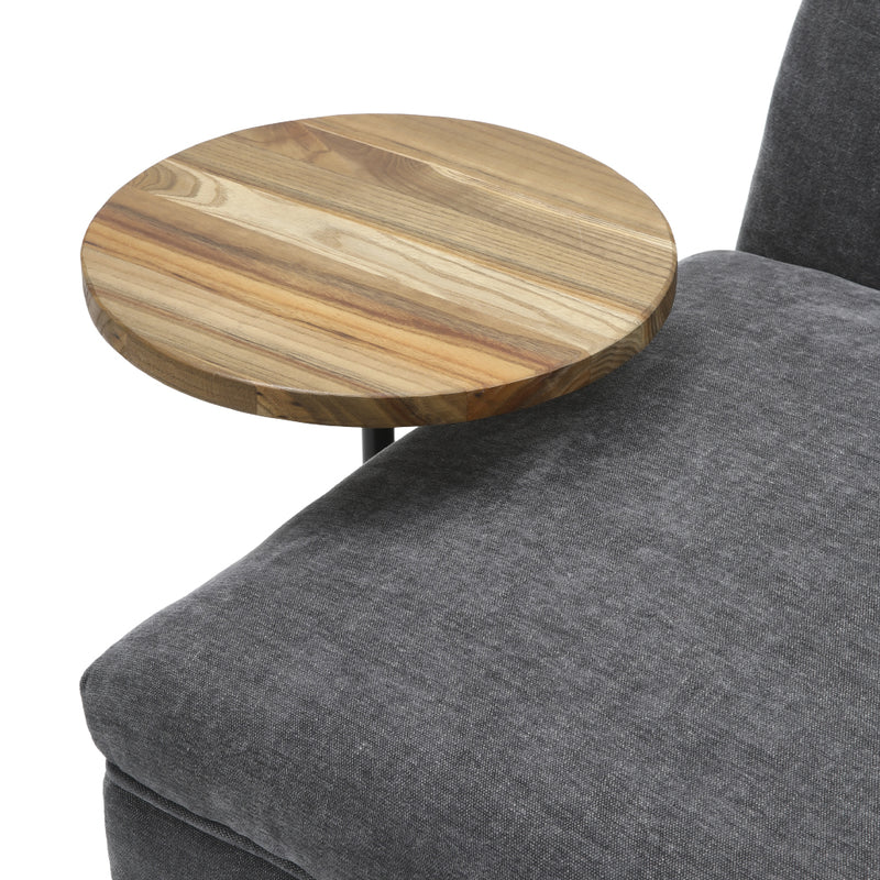 Livingandhome Linen Chaise Lounge with Tray Table