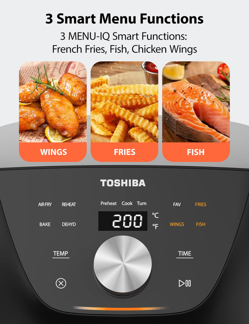 Toshiba 5.2L Air Fryer with Heat-Q Technology, Quick and Easy Meals, 8 Preset Menus