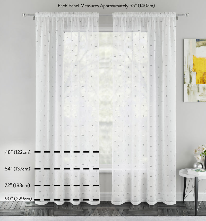 Andorra Grey Textured Header Sheer Voile Panels - Pair