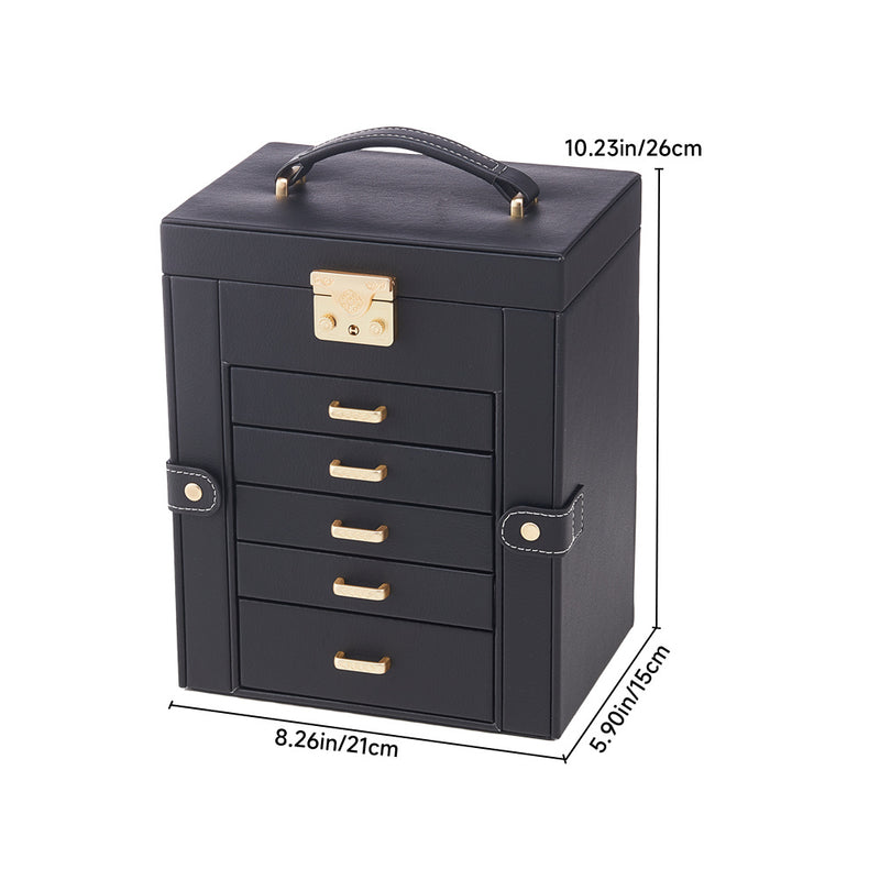 Sheonly Faux Leather Large Jewellery Storage Box with Mirror