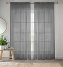 Sheer Grey Plain Woven Voile Slot Top Curtain Panel Pair