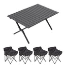 Breeins 90cm/120cm Portable Folding Camping Table with 4 or 6 Chairs