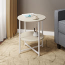 Livingandhome Round Rustic Coffee Table with Shelf