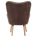 Livingandhome Upholstered Wingback Armchair with Footrest and Cushion