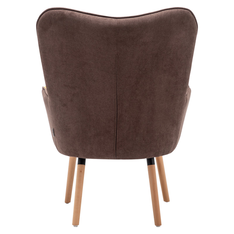Livingandhome Upholstered Wingback Armchair with Footrest and Cushion