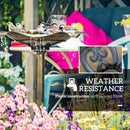 Outsunny Bird Bath For Garden, Birdbath With Lotus Leaf Basin, Bronze Tone