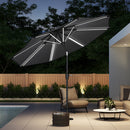 Garden Sanctuary Large Solar Powered LED Patio Umbrella for Outdoor Garden Patio without Base