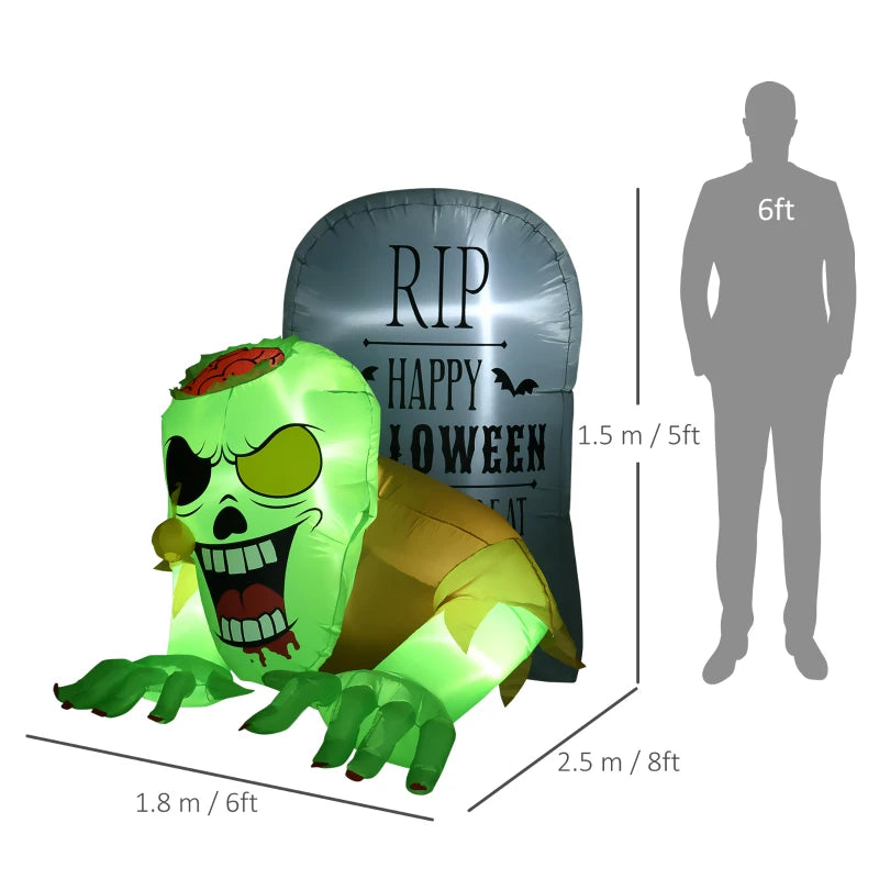 HOMCOM Halloween Inflatable Green Ghost 5ft 150cm