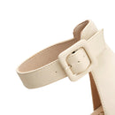 Comfortable Closed Toe Block Heels Pumps - Beige