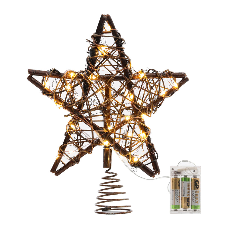 Lifeideas Decorative Star-shaped Christmas Tree Topper with LED Lights