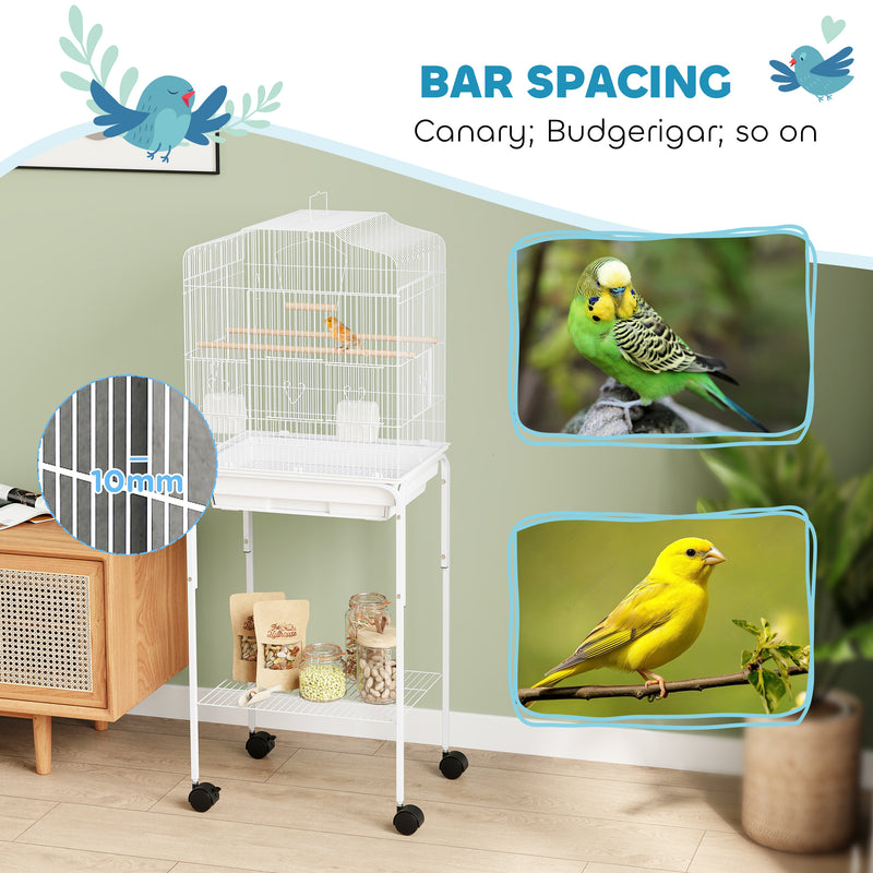 PawHut Bird Cage for Budgie Finch Canary Parakeet W/ Stand Tray White
