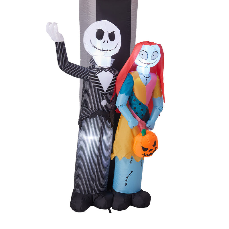 10ft Halloween Jack Skellington and Sally Welcoming Archway Inflatable with Build-In LED