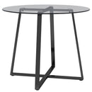 Livingandhome Black Tempered Glass Round Dining Table
