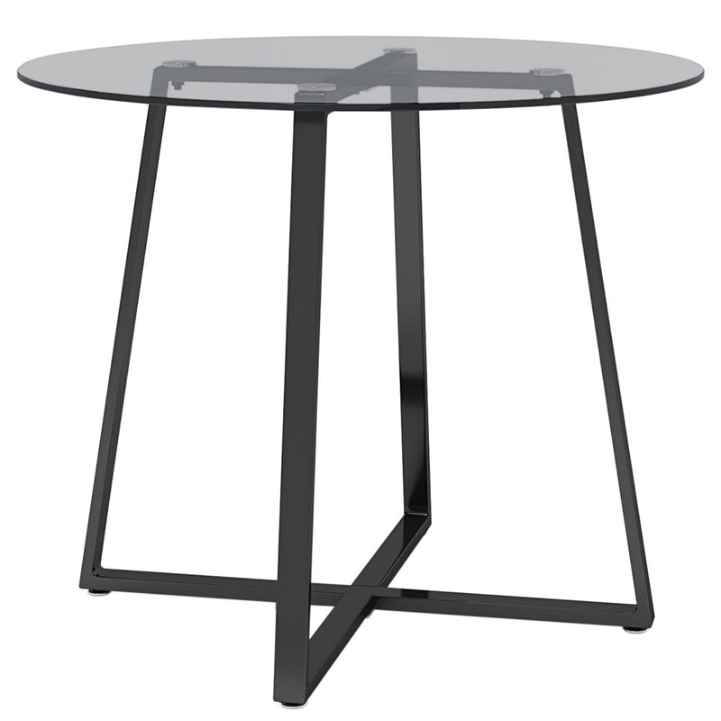 Livingandhome Black Tempered Glass Round Dining Table