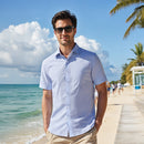 Cotton Short-sleeve Shirt - Blue