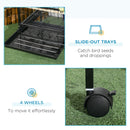 PawHut 2 In 1 Large Bird Cage Aviary with Wheels, Slide-out Trays Wood Perches