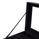 Sheonly 12-Slot Black Synthetic Leather Watch Display Box with Glass Lid