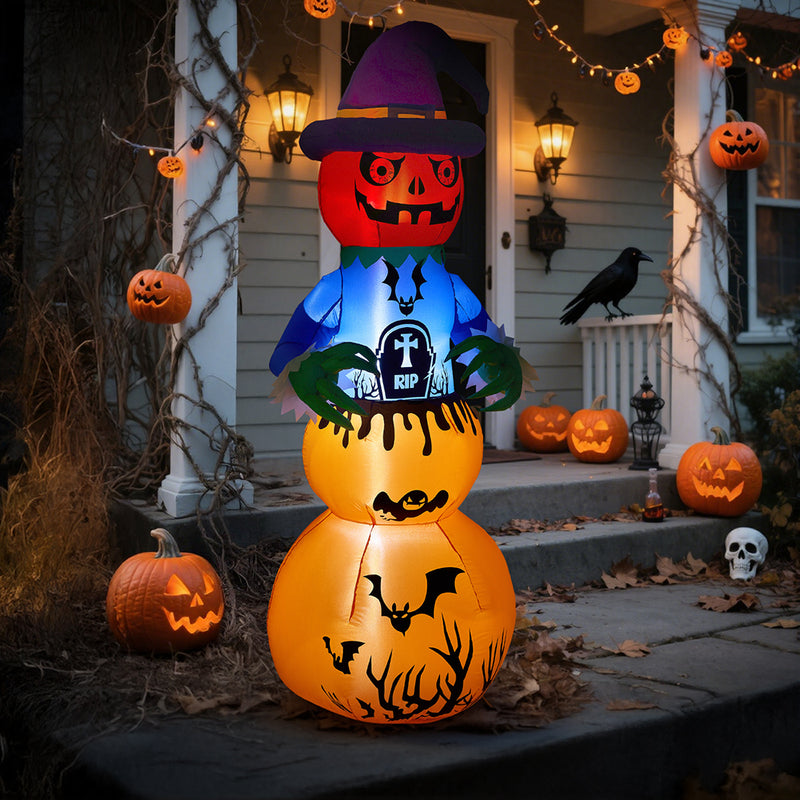 Lifeideas 6ft Halloween Inflatable Stacked Pumpkin and Ghost Decoration
