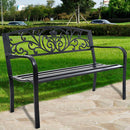 Patio Garden Bench with Steel Cast Iron Frame