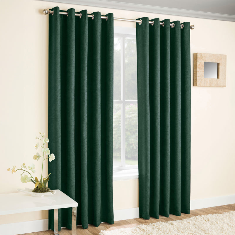 Enhanced Living Vogue Green Eyelet Thermal Noise reducing Dim Out Curtains - Pair